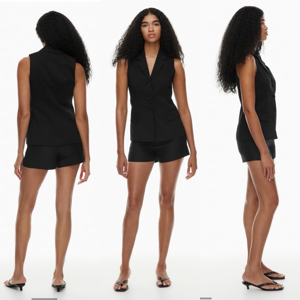 NWT Aritzia Babaton Echelon Linen Vest in Black Size 6 Single-breasted suit vest